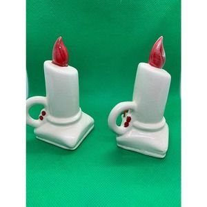 Vintage 1950s Christmas Candlestick Salt and Pepper Shakers